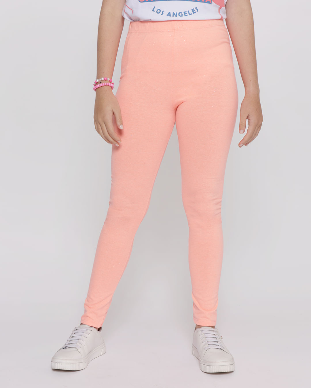 Calça Legging Juvenil Glitter Neon Laranja