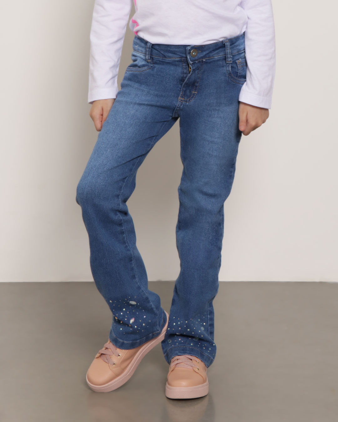 Calça Jeans Infantil Flare Com Cintura Regulável Azul