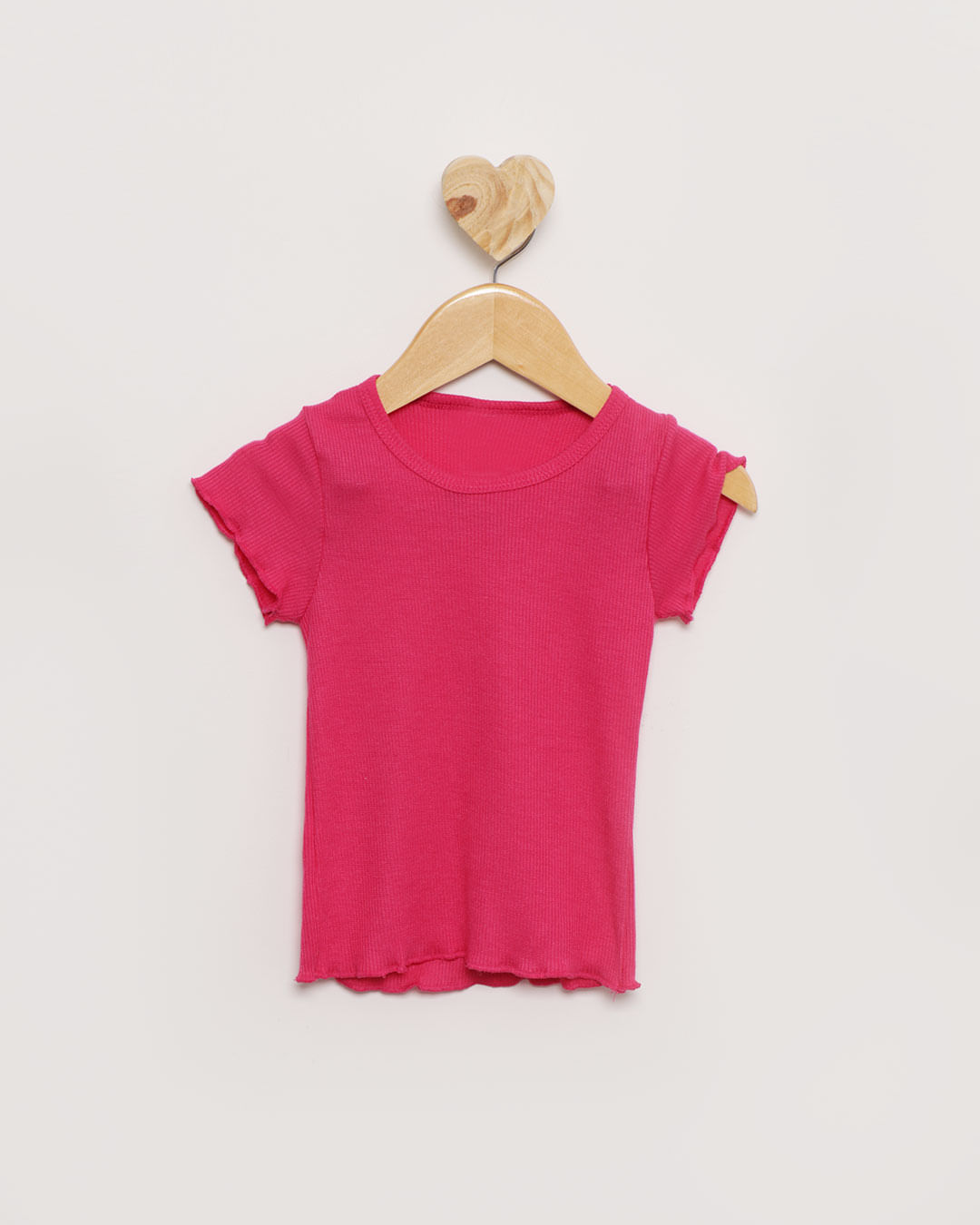 Blusa Bebê Manga Curta Frufru Canelada Rosa