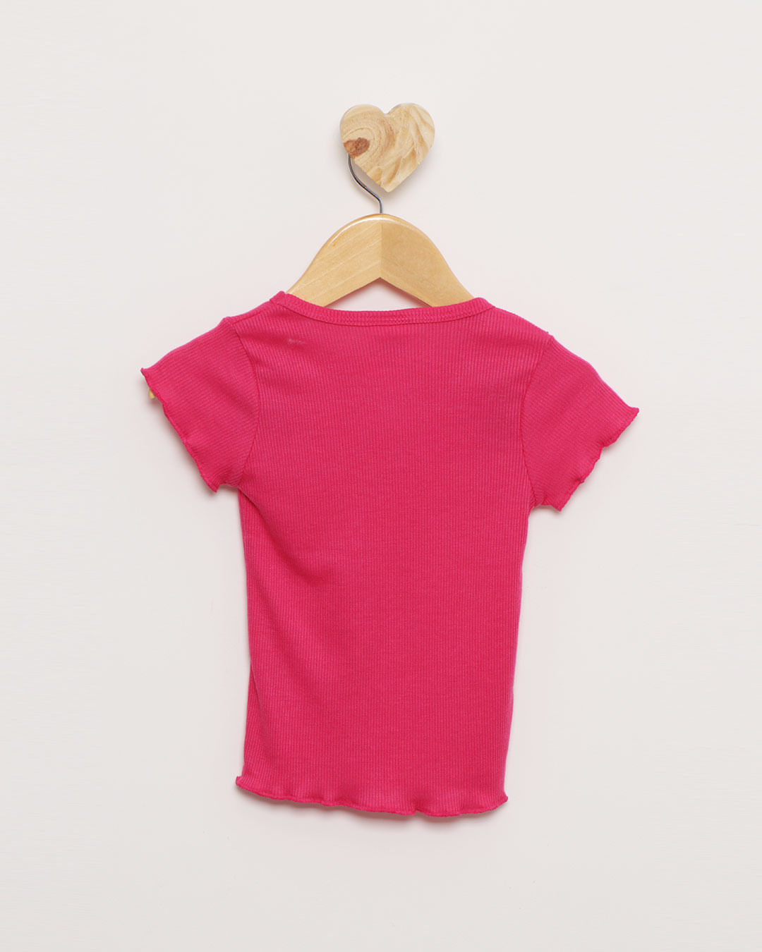 Blusa Bebê Manga Curta Frufru Canelada Rosa