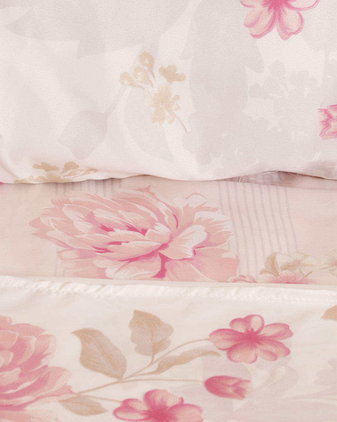 Jogo de Cama Queen Freesia Estampada Floral 150 Fios 4 Peças Andreza Basic Branco