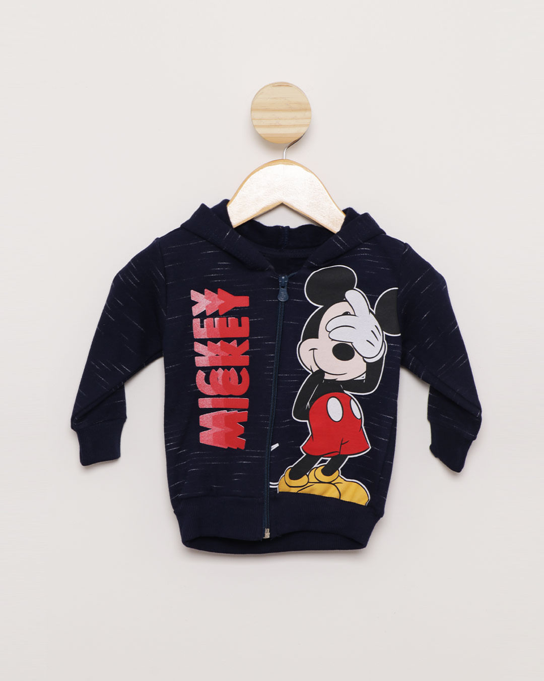 Casaco Bebê Moletom Flamê Com Capuz Mickey Disney Marinho