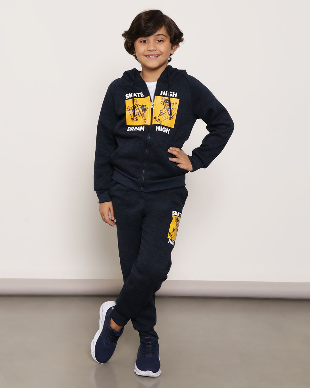 Calça Moletom Rajado Infantil Skate High Jogger Marinho