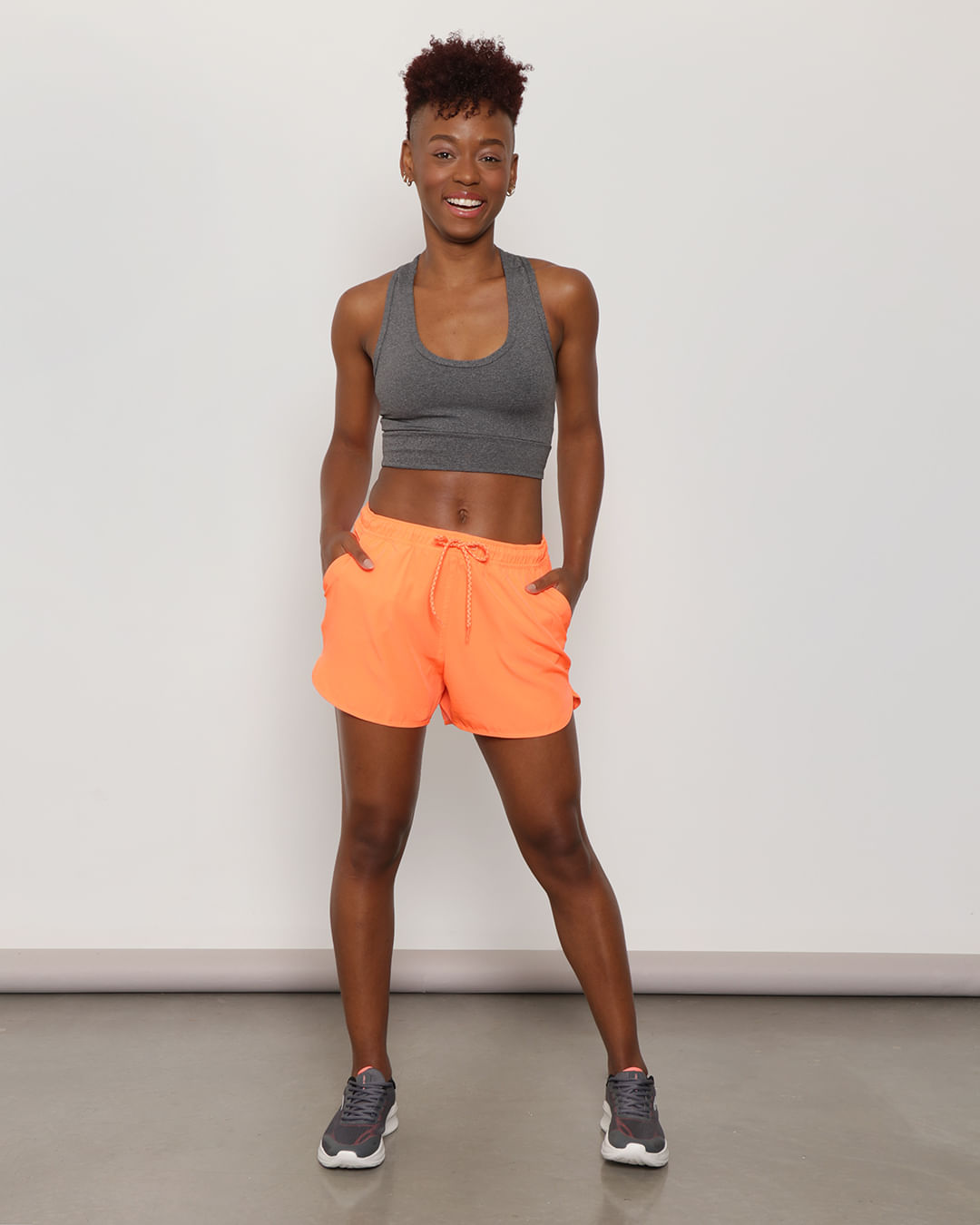 Short Feminino Fitness Boxer Laranja Neon