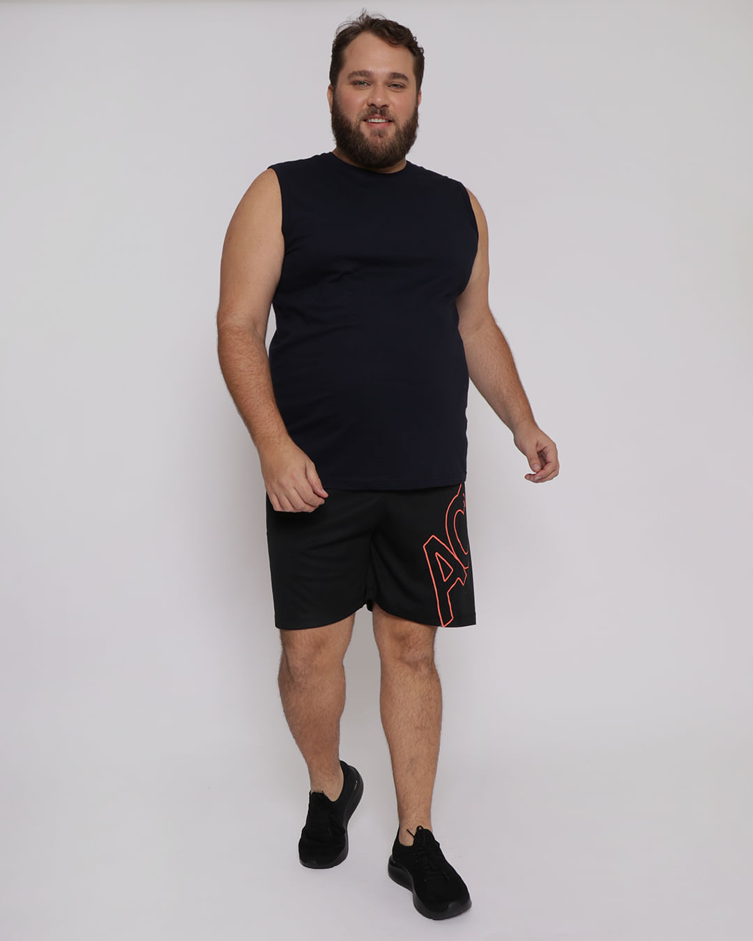 Bermuda Plus Size Masculina Esporte Estampa Active Preto