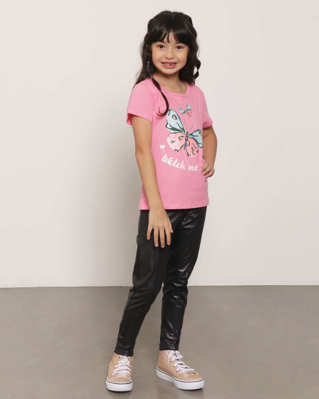 Blusa Infantil Com Estampa Manga Curta Rosa