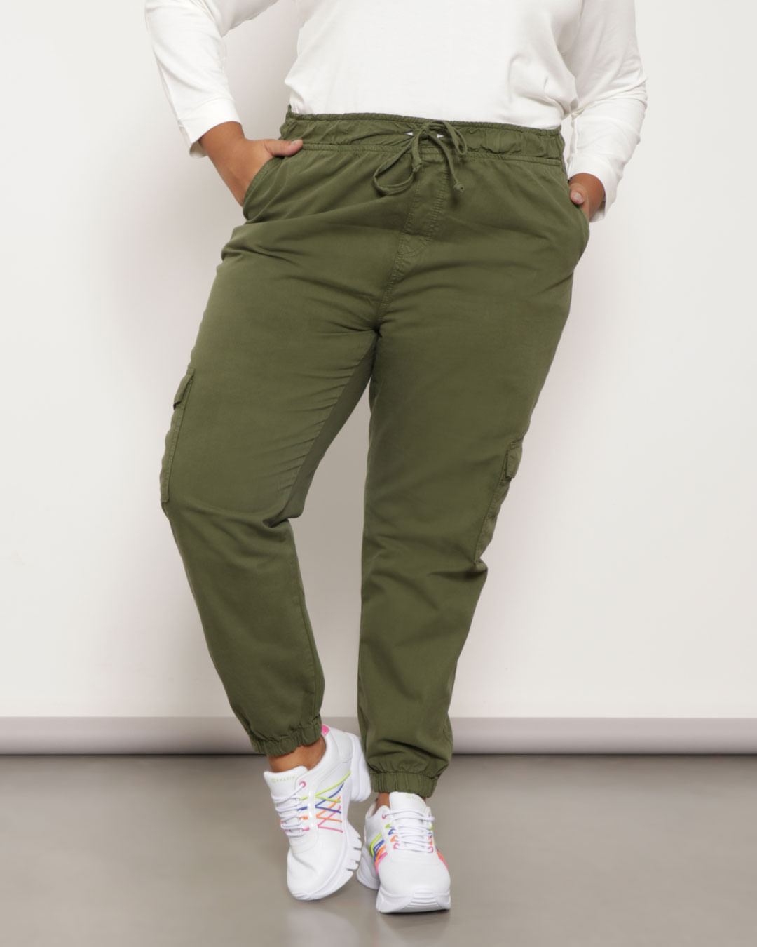 Calça Sarja Plus Size Feminina Jogger Verde