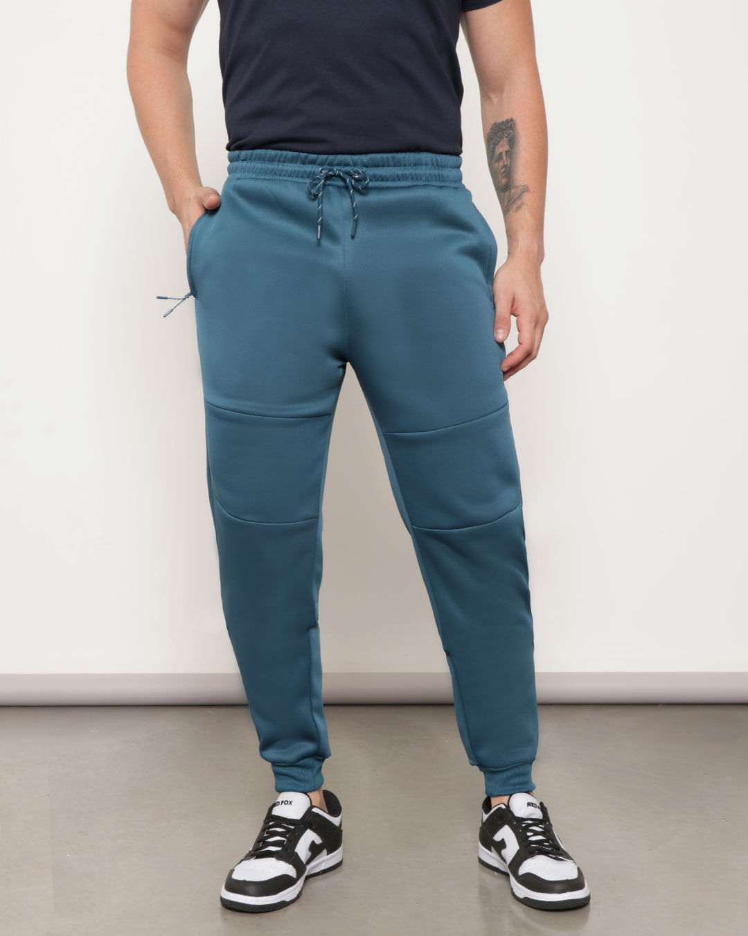 Calça Masculina Com Bolso Helanca Jogger Azul