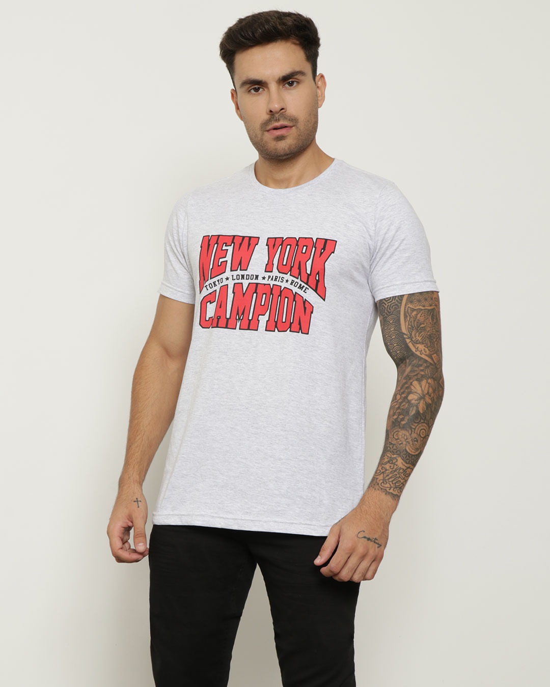 Camiseta Masculina Estampa New York Mescla