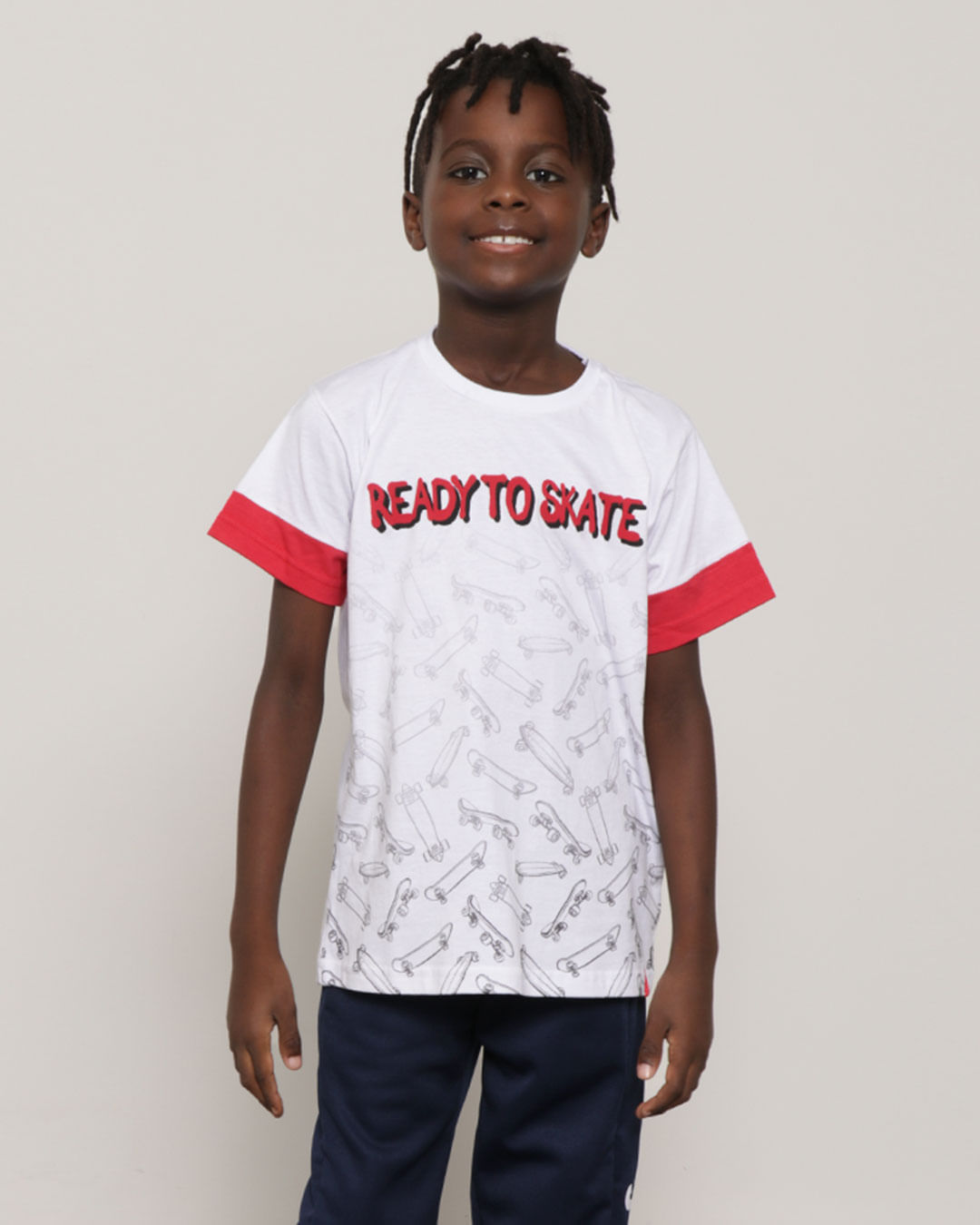 Camiseta Infantil Com Estampa Skate Branca