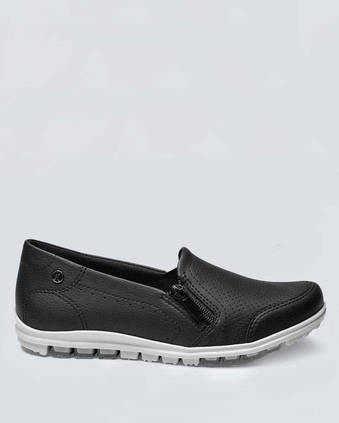 Slip on couro kolosh hot sale furinhos com zíper lateral feminino