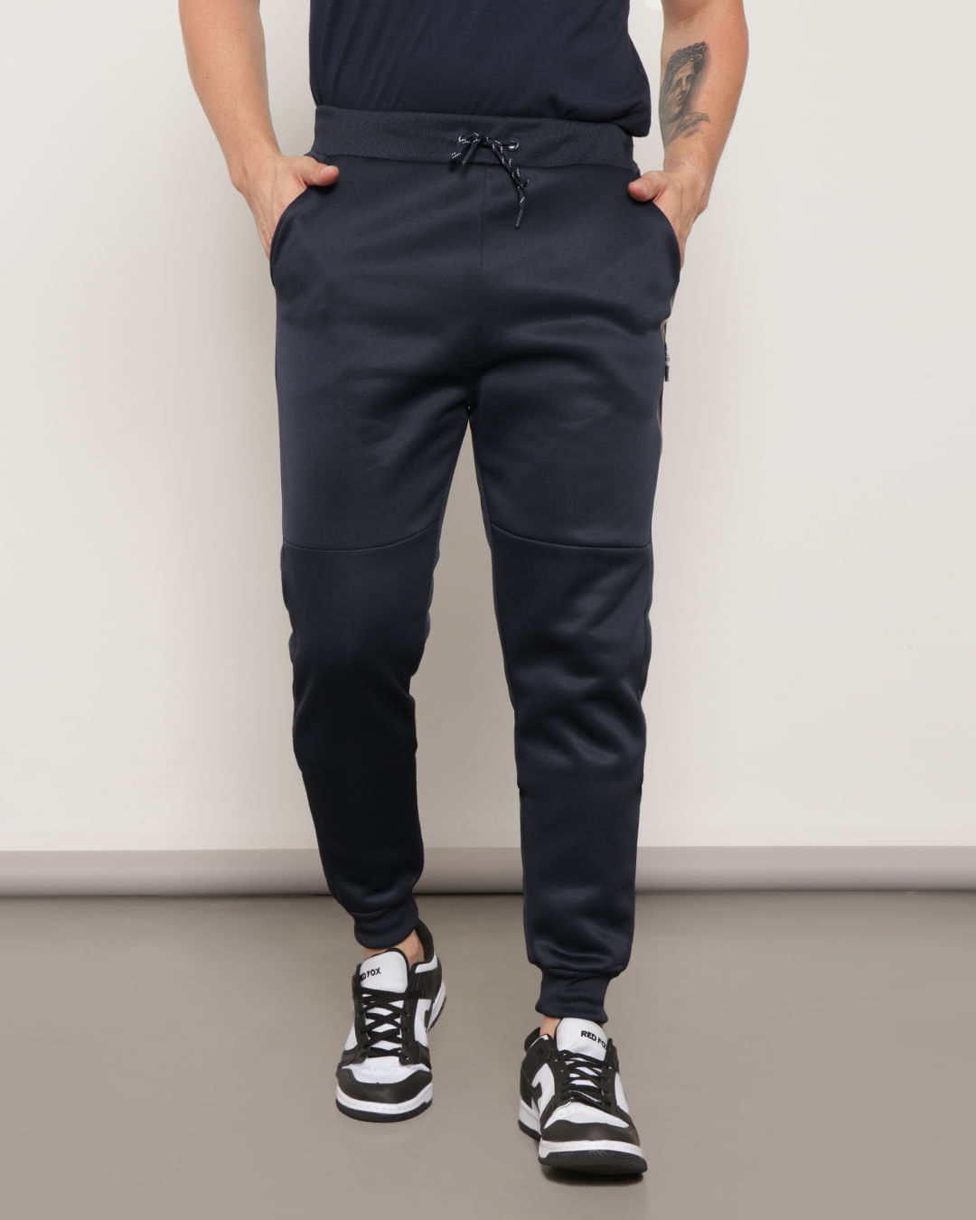 Calça Masculina Plus Size Jogger Moletom Marinho