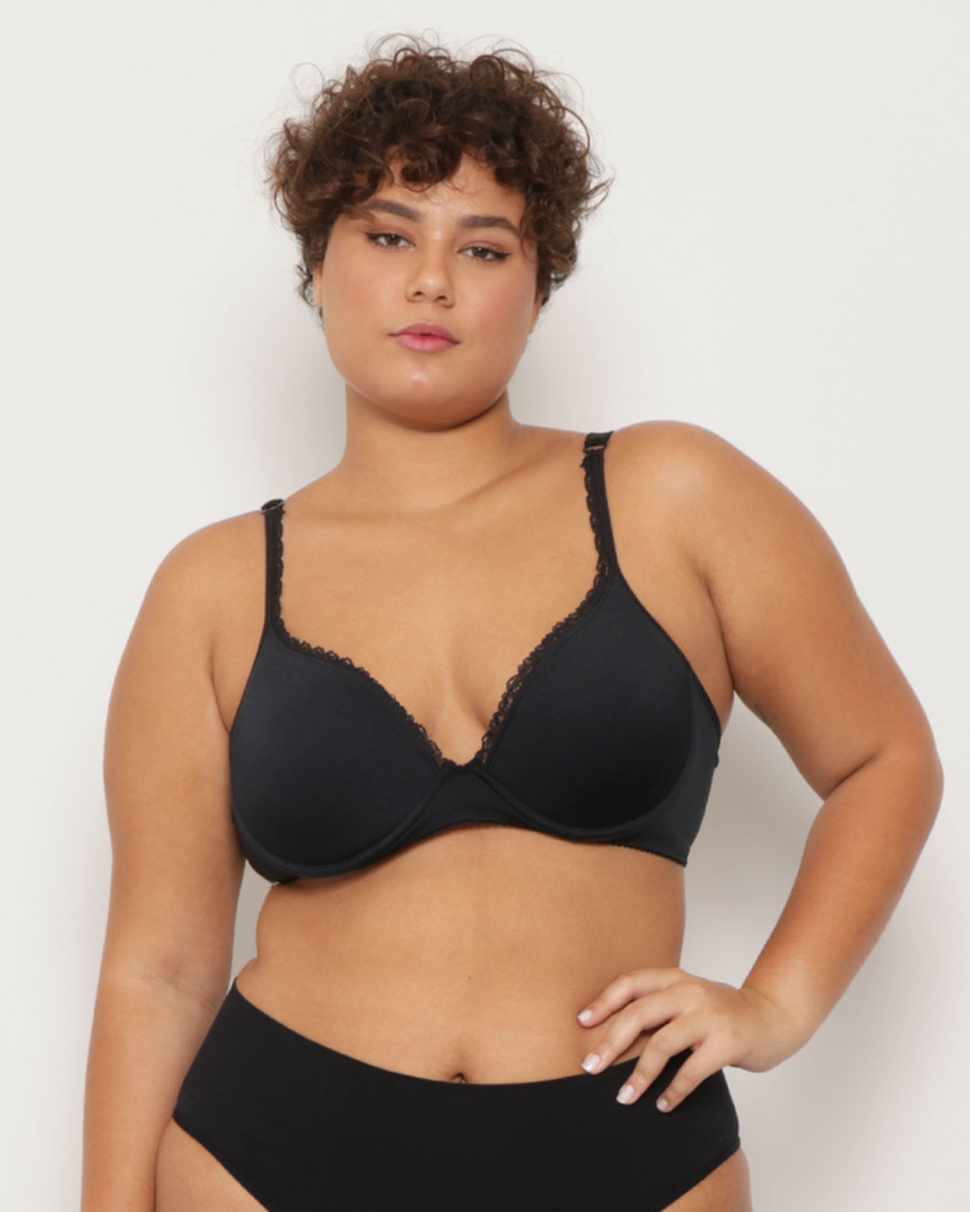 Sutiã Plus Size Feminino Base Com Bojo Casca Preto