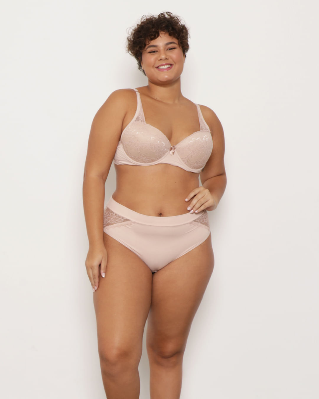 Sutiã Plus Size Feminino Base Bojo Casca e Renda Bege