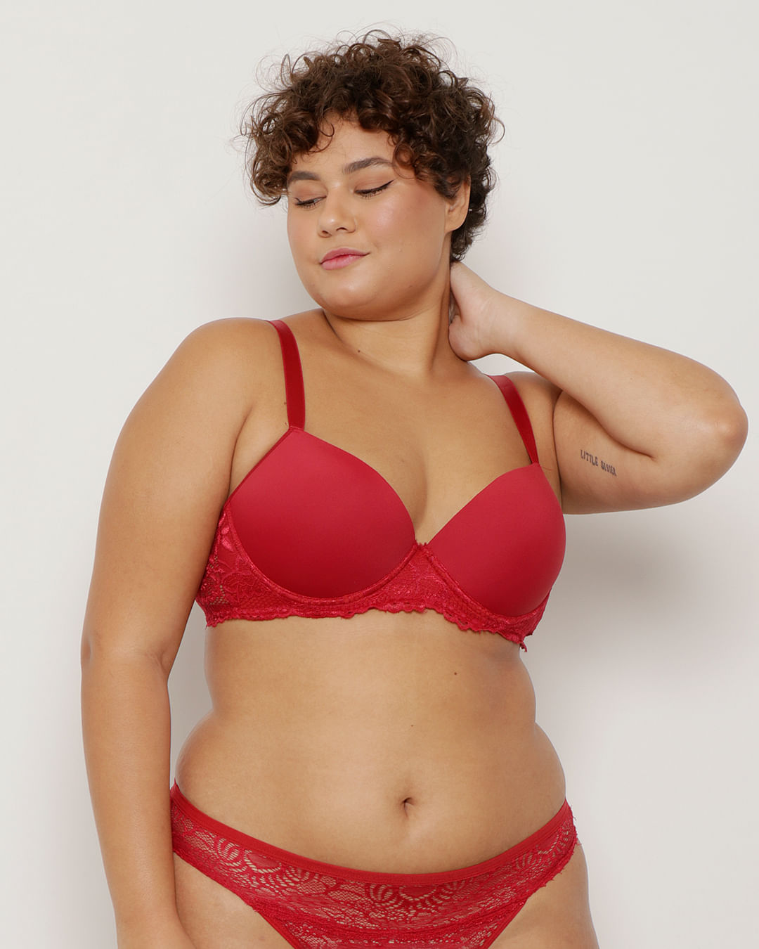 Sutiã Plus Size Feminino Base e Renda Vazada Vermelho