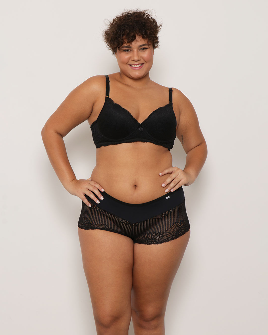 Sutiã Plus Size Feminino Base Bojo Casca e Renda Preto