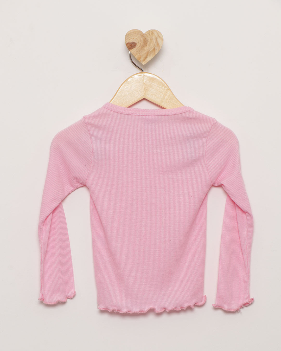 Blusa Bebê Manga Longa Canelada Rosa Claro