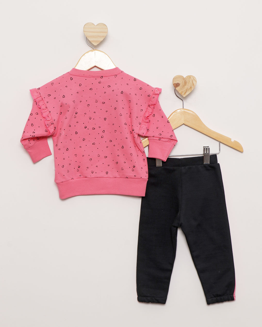 Conjunto de moletom para bebê menina com babado