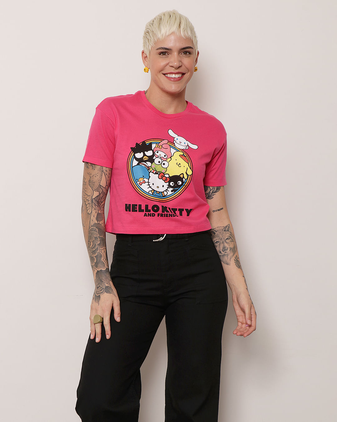 Camiseta cropped hello kitty