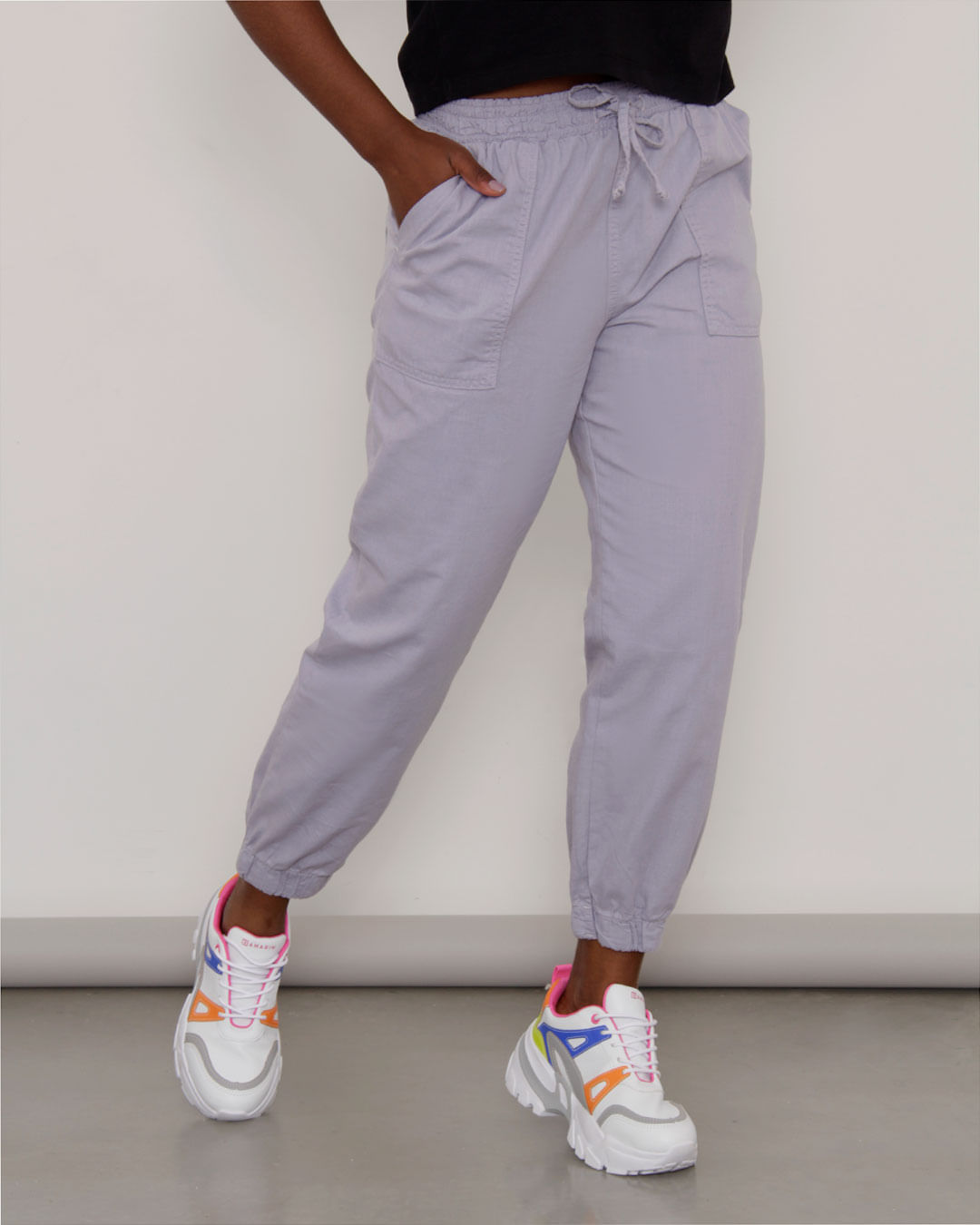 Calça Feminina Jogger Linho Lilás