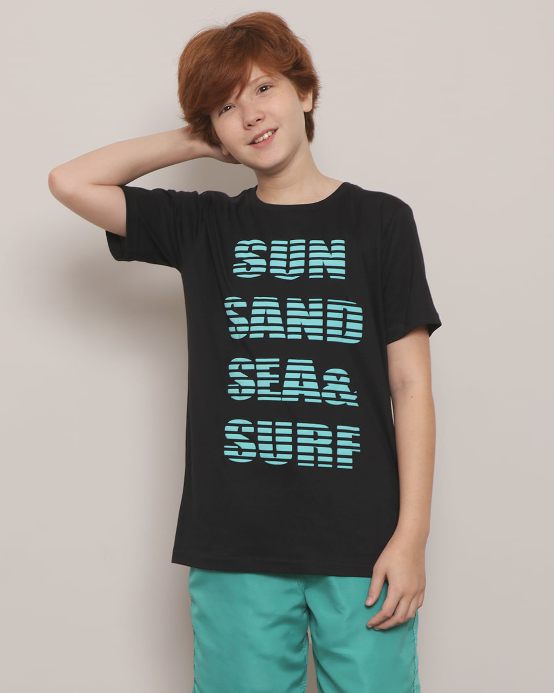 Camiseta Juvenil Estampa Surf Manga Curta Preta