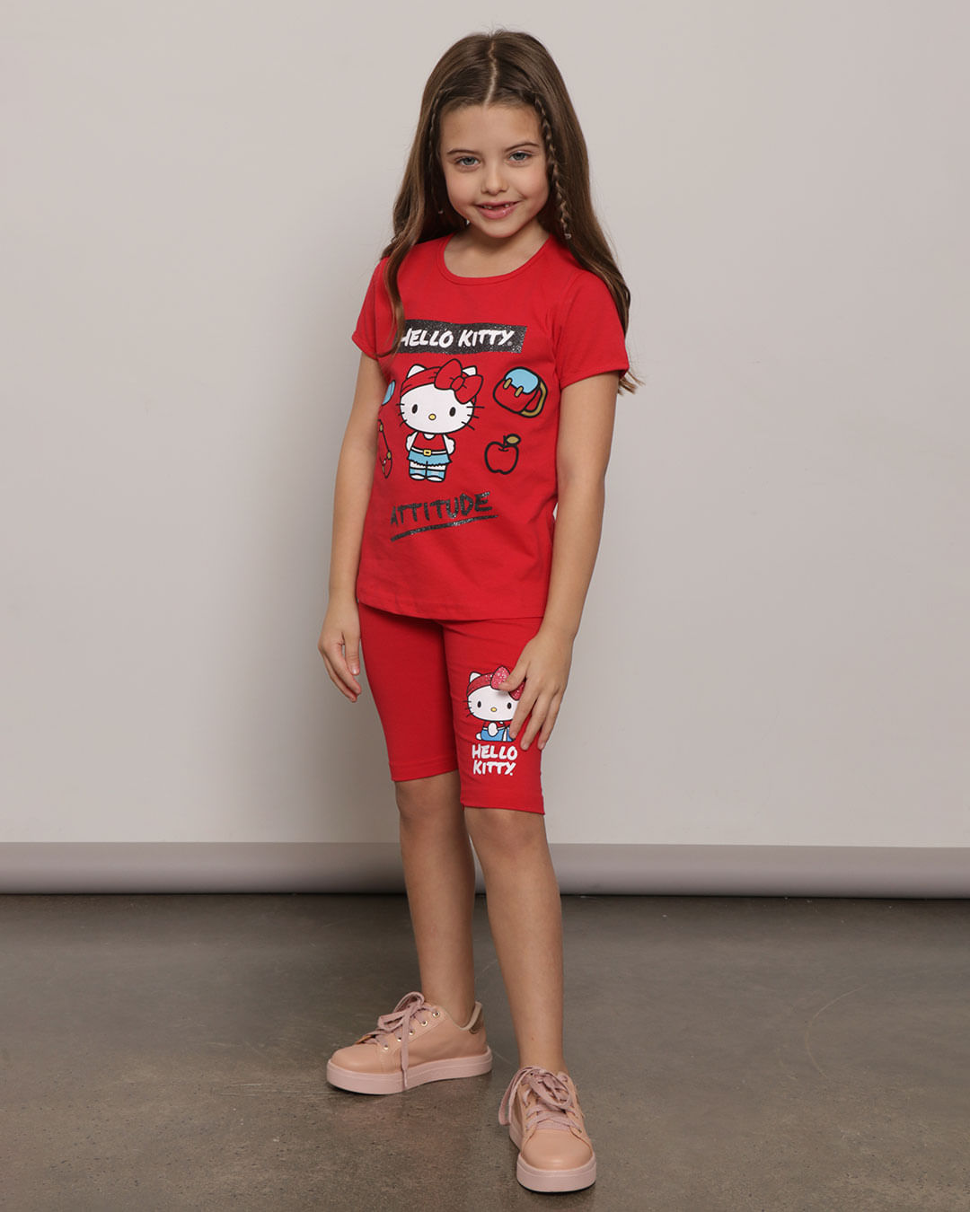 Bermuda Infantil Ciclista Hello Kitty Vermelho