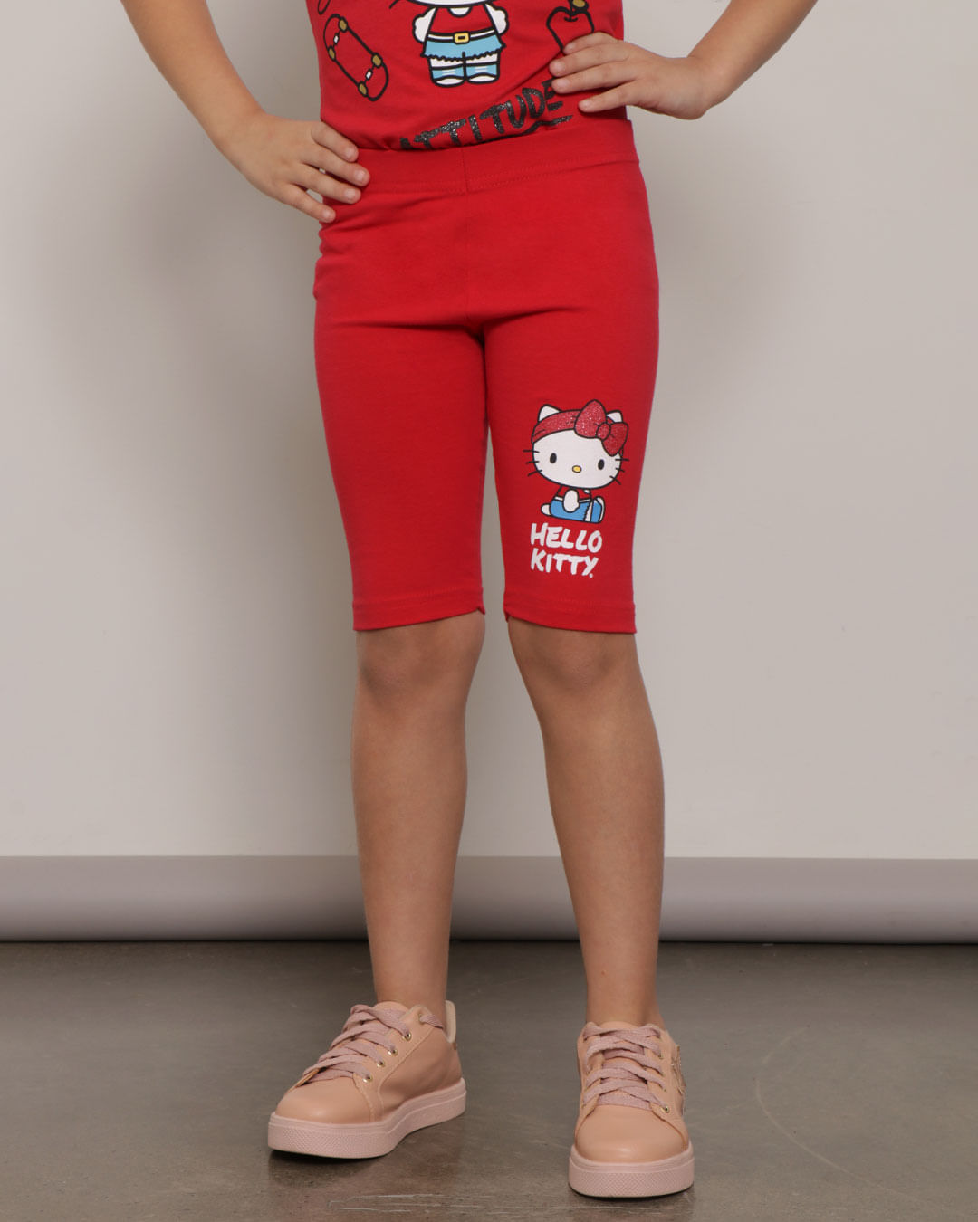 Bermuda Infantil Ciclista Hello Kitty Vermelho