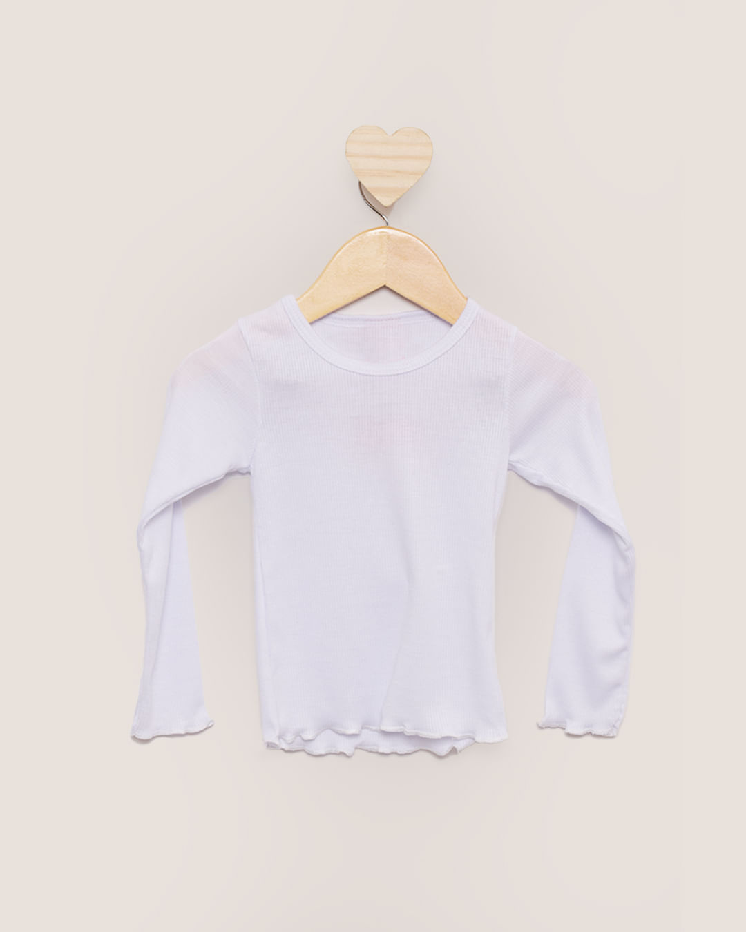 Blusa Bebê Manga Longa Canelada Branco