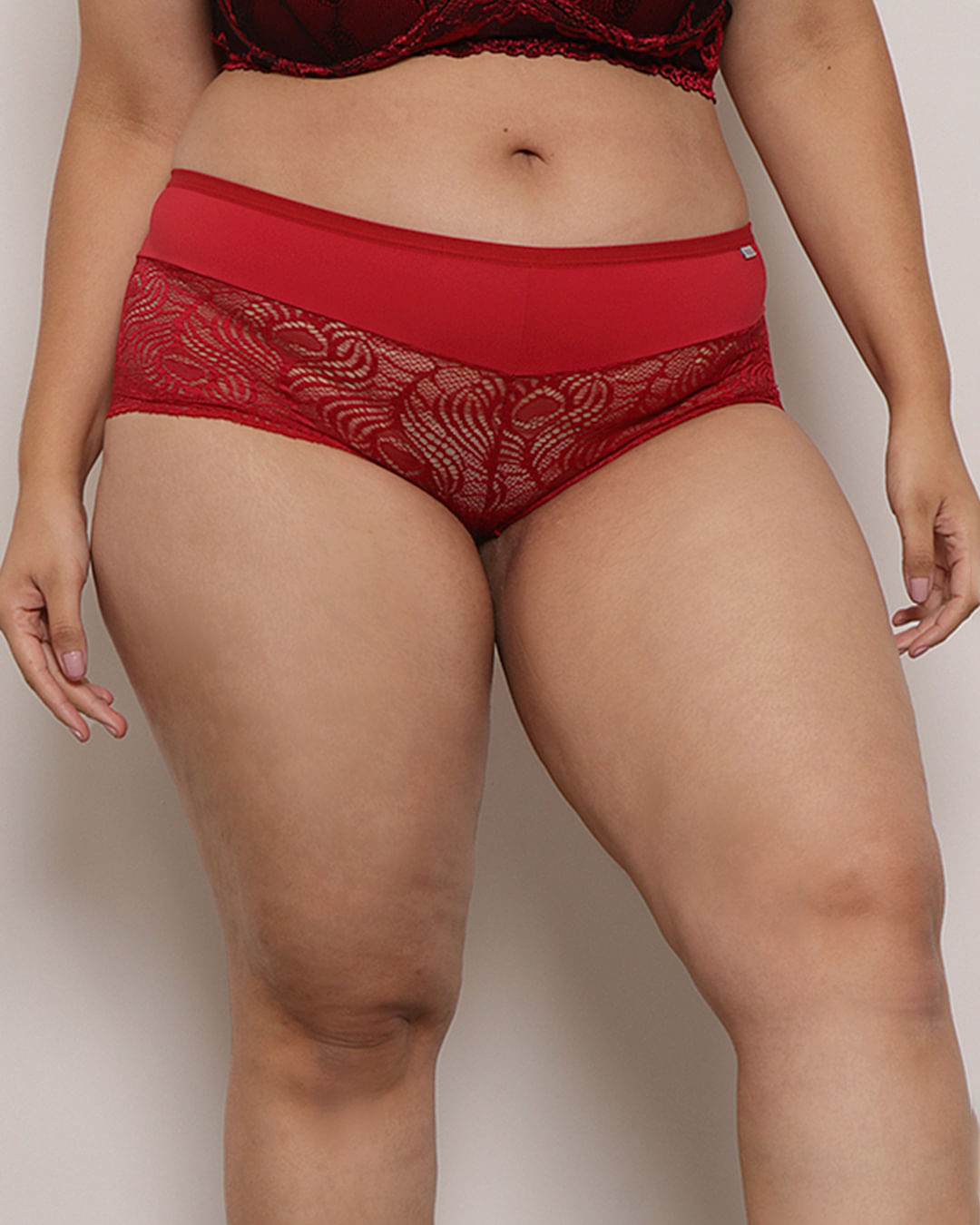 Calcinha Plus Size Feminina Caleçon Renda Vermelha