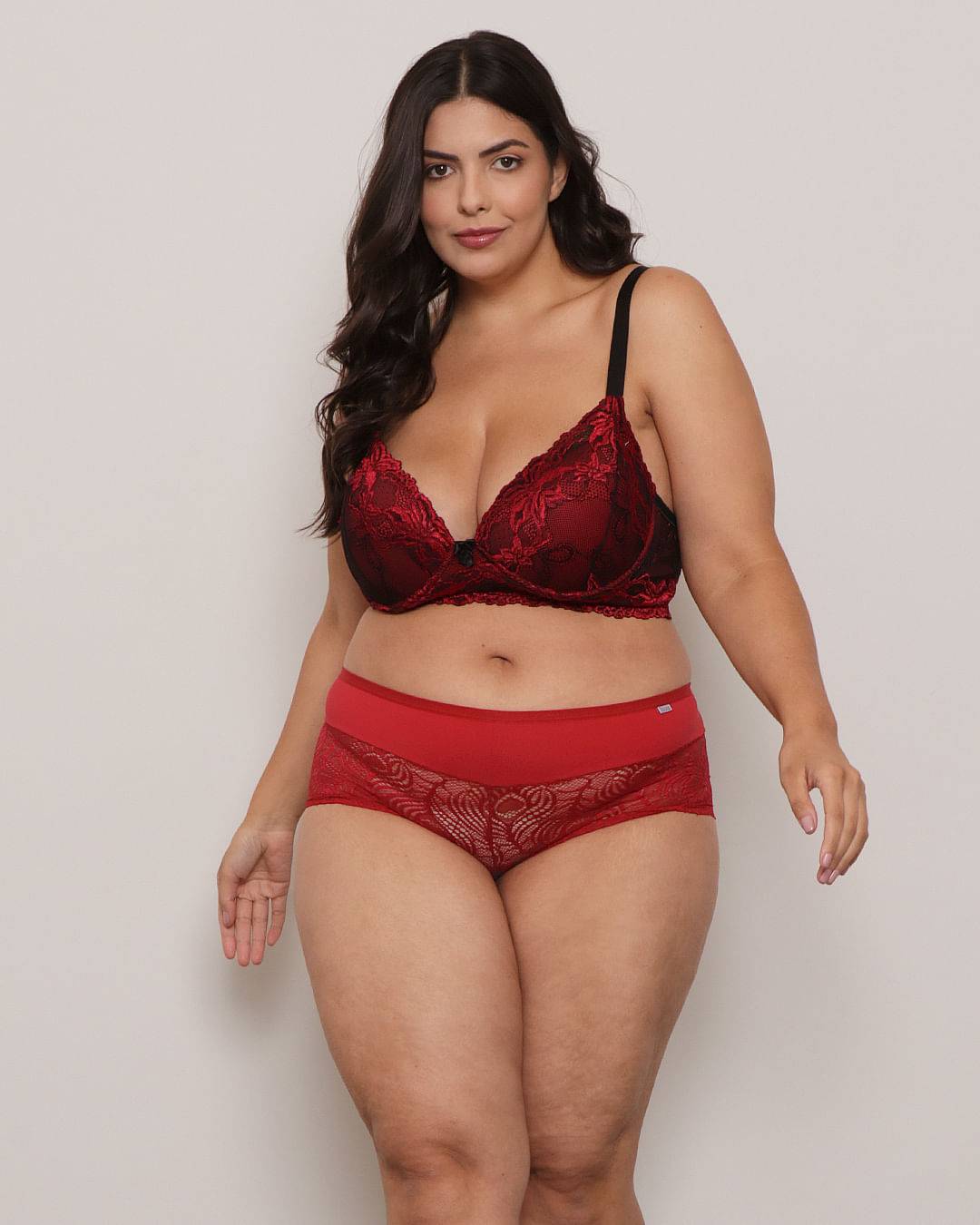 Calcinha Plus Size Feminina Caleçon Renda Vermelha