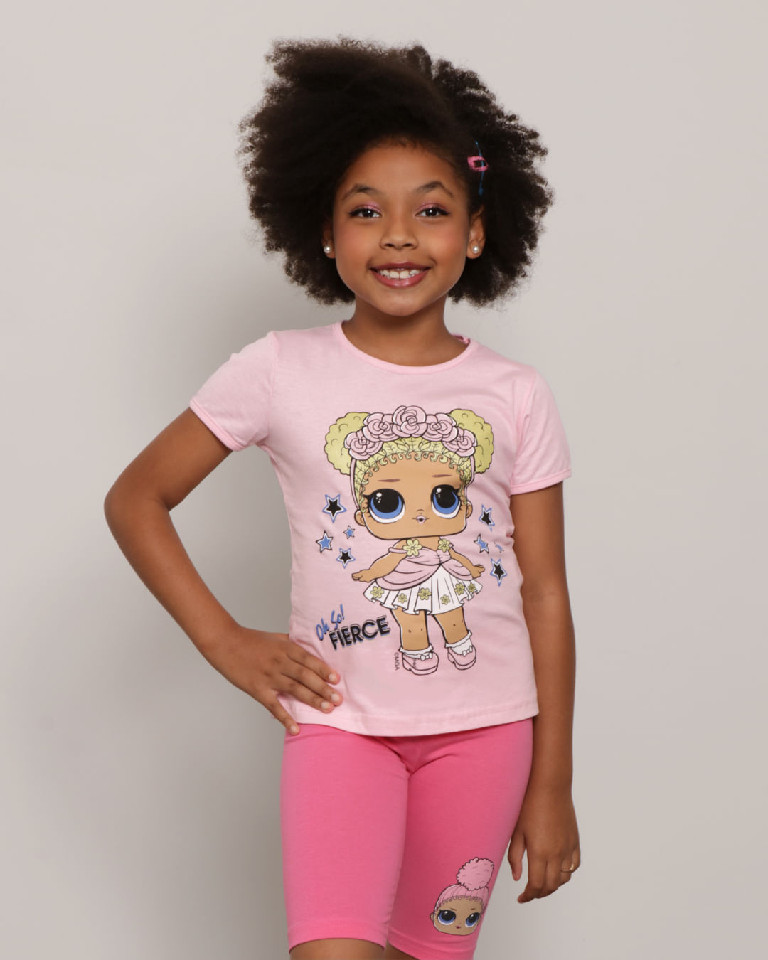 Blusa Infantil Manga Curta Estampa LOL Surprise Rosa