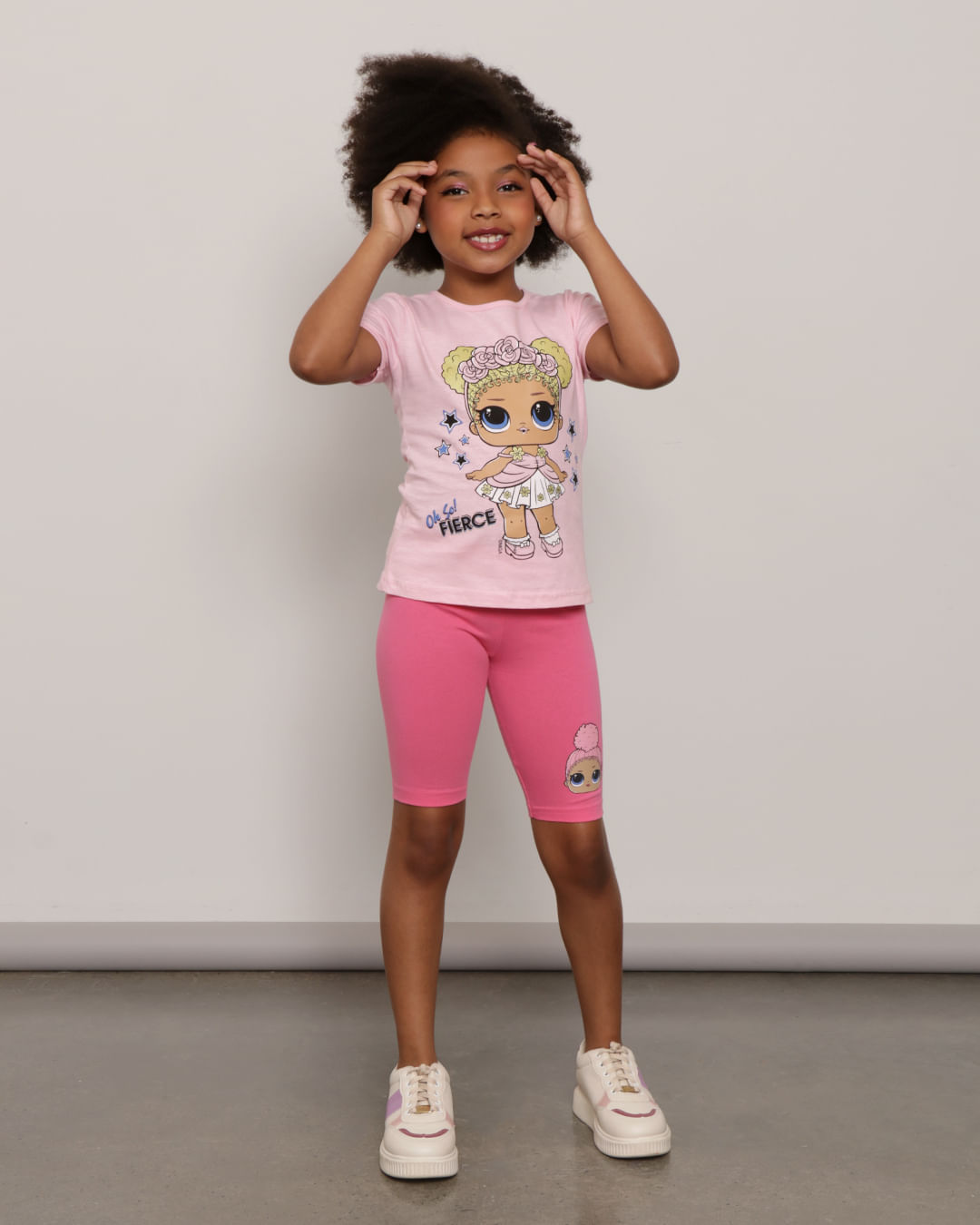 Blusa Infantil Manga Curta Estampa LOL Surprise Rosa