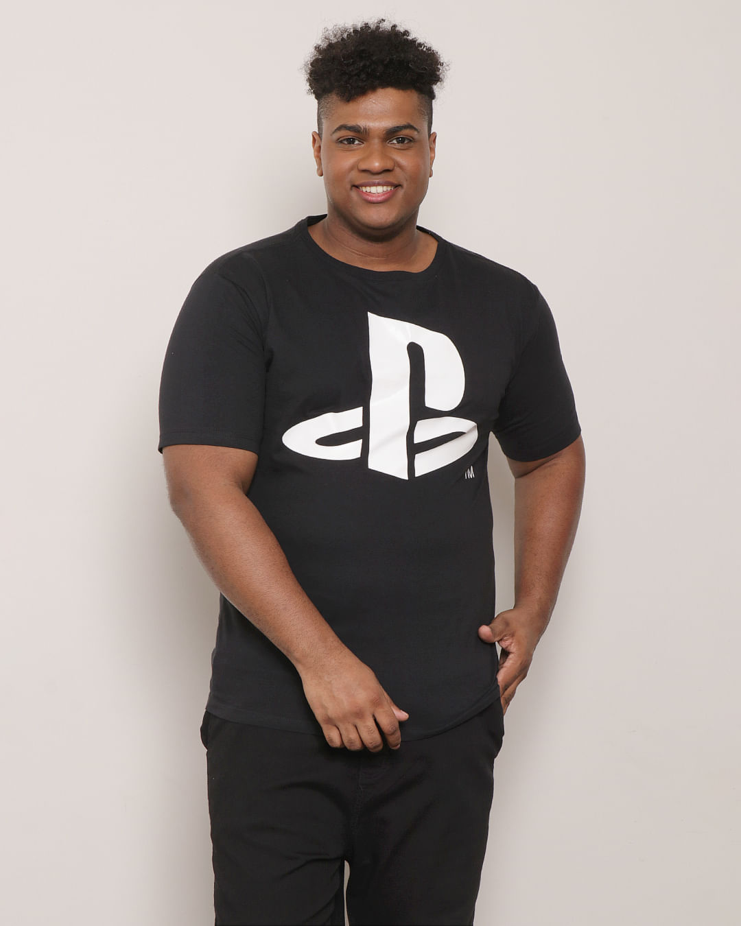 Camiseta Plus Size Masculina Playstation Preta