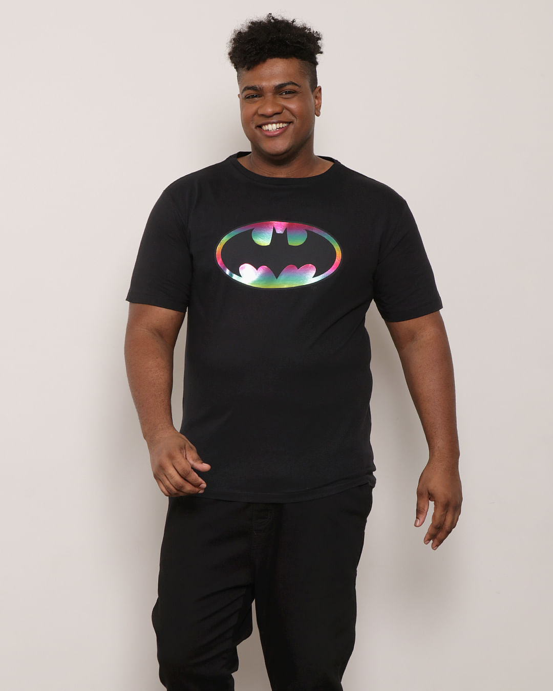 Camiseta Plus Size Masculina DC Comics Estampa Batman Pride Preta