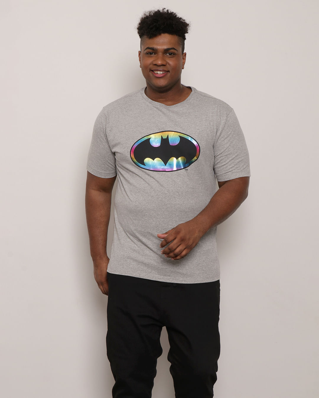 Camiseta Plus Size Masculina DC Comics Estampa Batman Pride Mescla