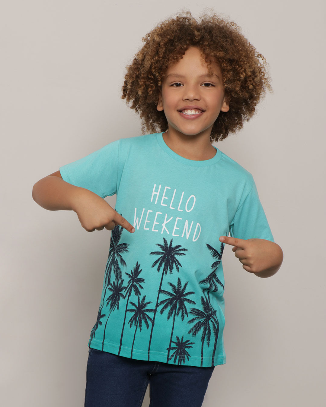 Camiseta Infantil Estampa Tropical Verde Claro