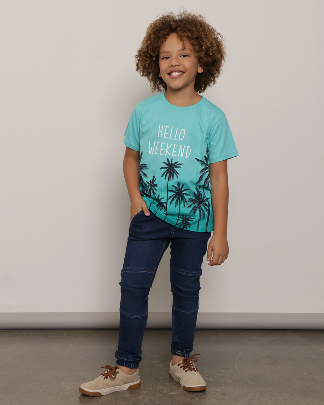 Camiseta Infantil Estampa Tropical Verde Claro