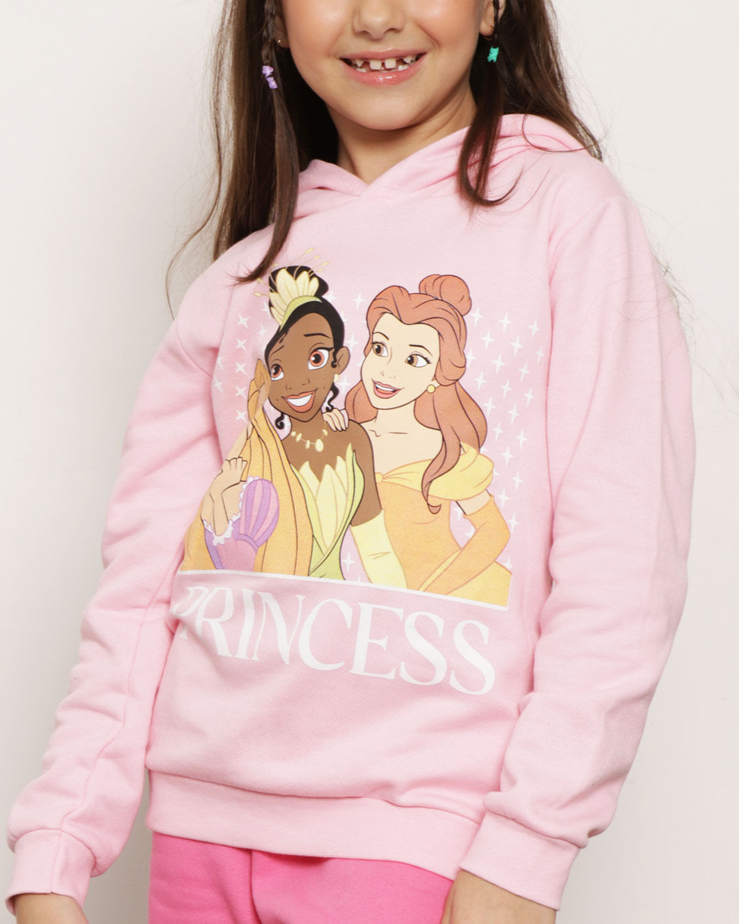 Conjunto Moletom Infantil Estampa Princesas Disney Rosa