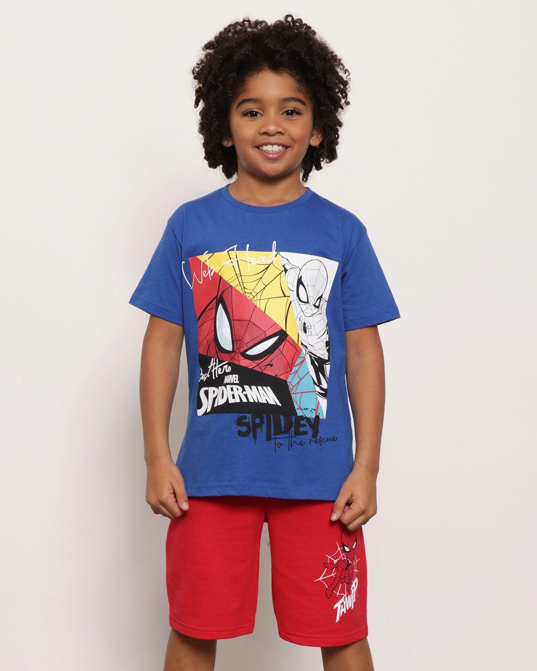 Camiseta Infantil Marvel Homem Aranha Manga Curta Azul