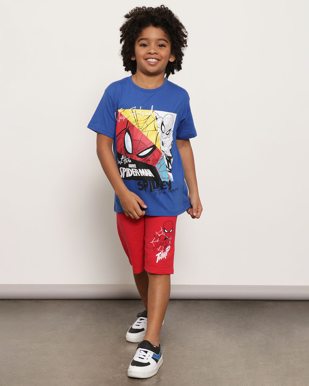 Camiseta Infantil Marvel Homem Aranha Manga Curta Azul