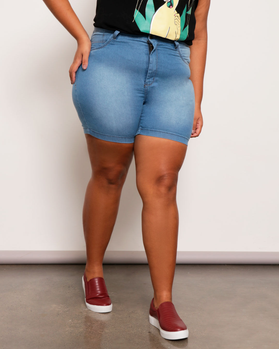 Bermuda Jeans Plus Size Feminina Azul