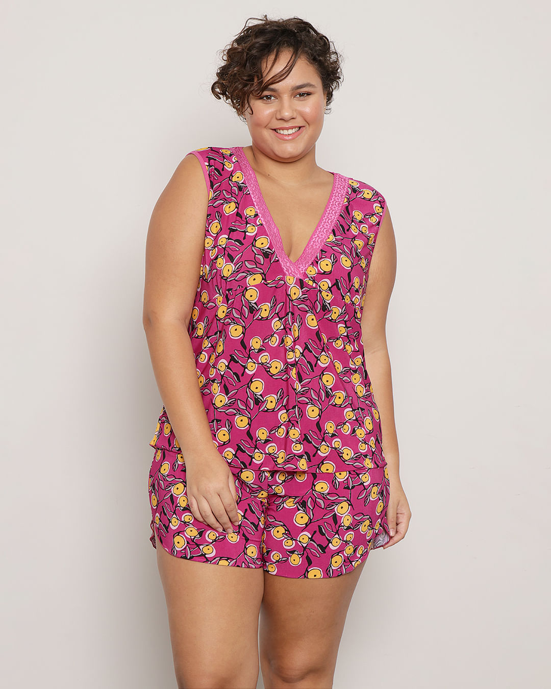 Pijama Plus Size Feminino Estampado Floral Cores Sortidas