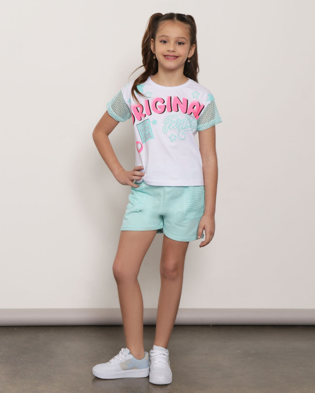 Blusa Infantil Estampa Manga Curta Tela  Branca