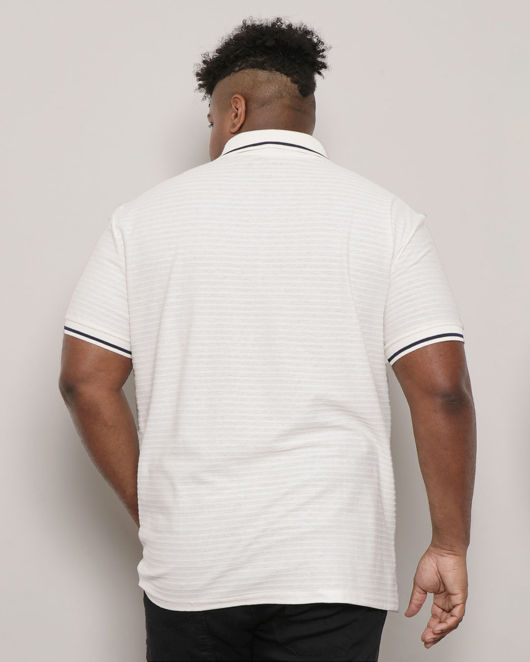 Polo Plus Size Masculina texturizada Off White