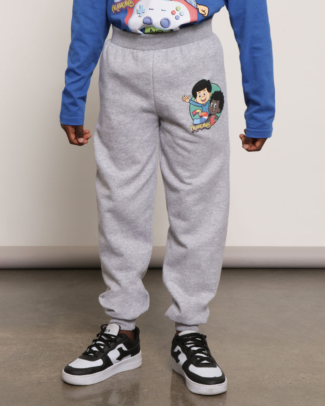 Calça Infantil Moletom 3 Palavrinhas Jogger Cinza