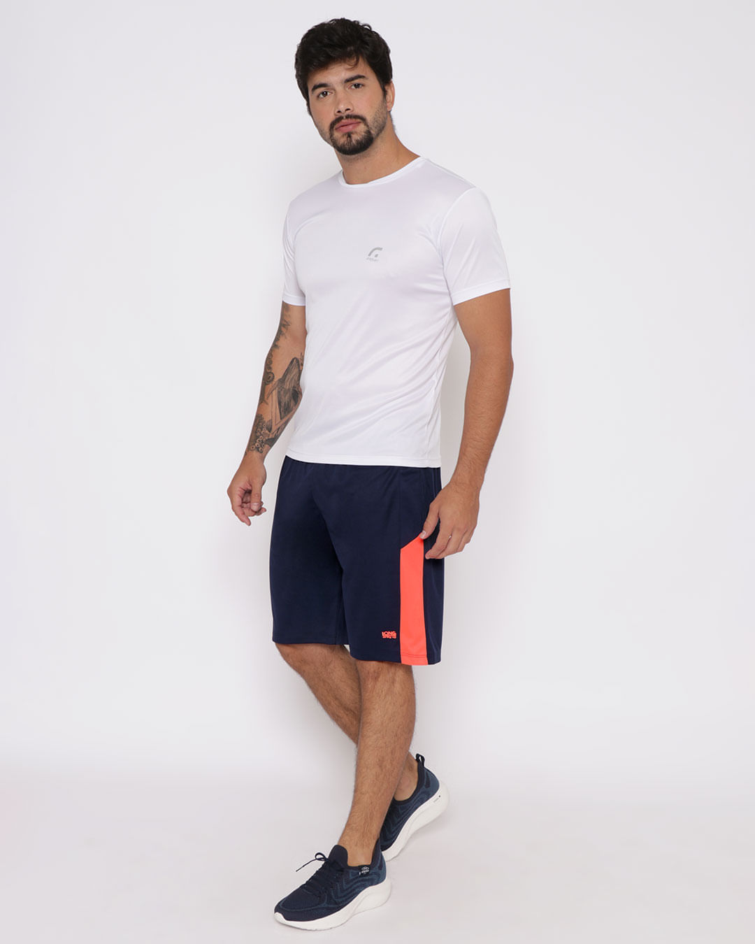 Bermuda Masculina Fitness Com Recorte Neon Marinho