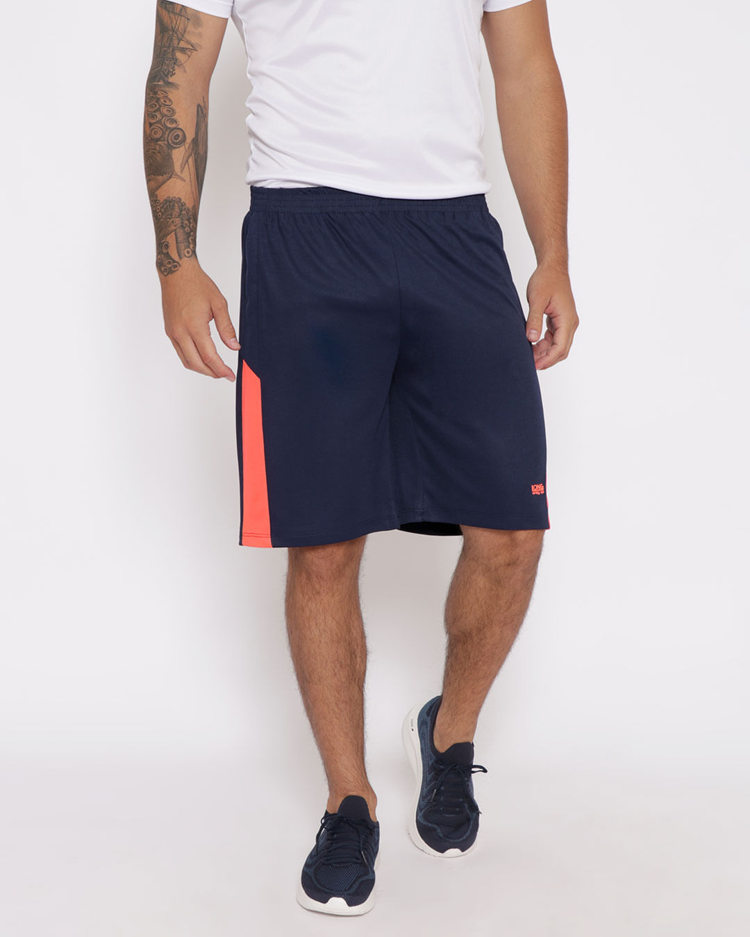 Bermuda Masculina Fitness Com Recorte Neon Marinho