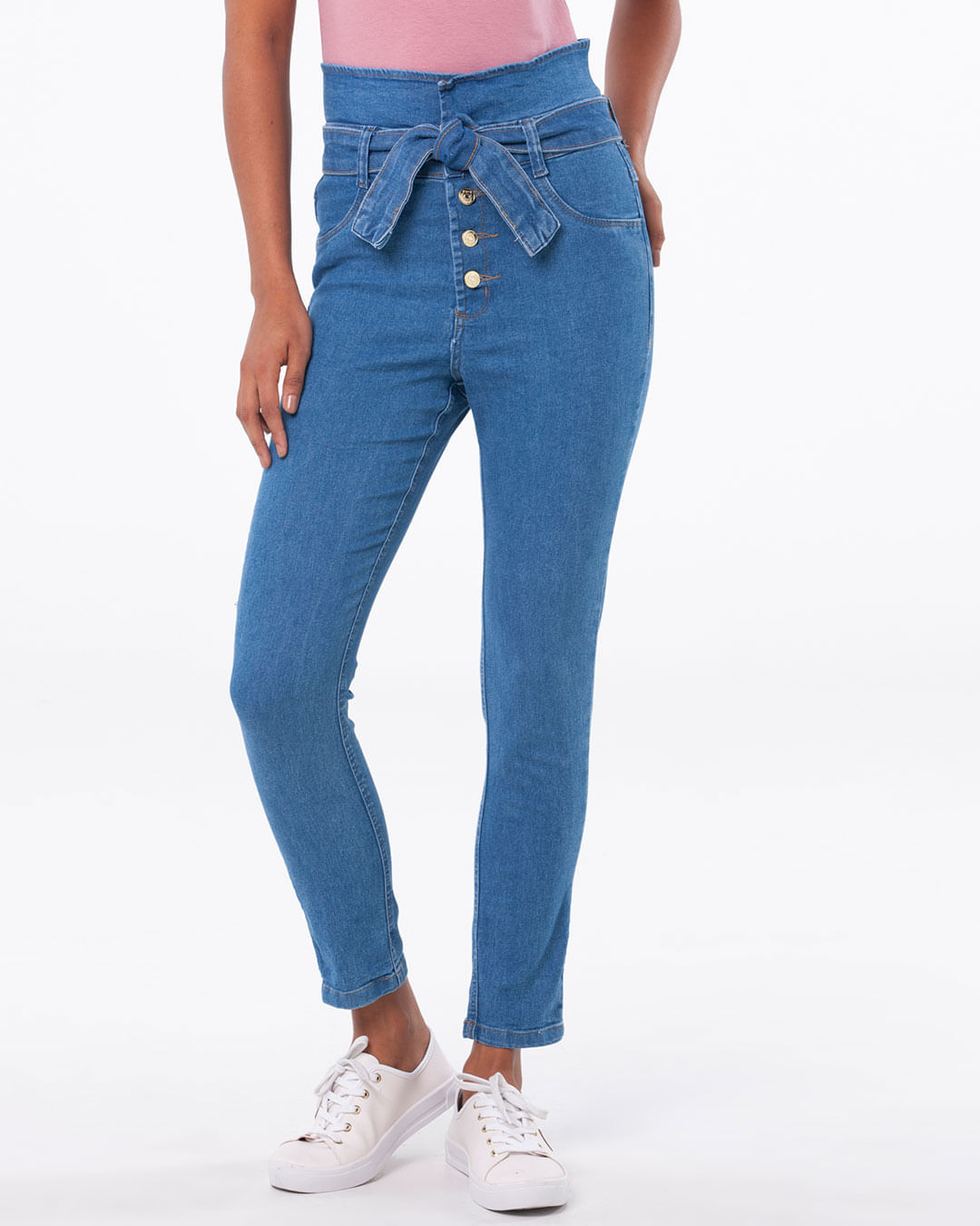 Calça jeans feminina cintura alta clochard escura - R$ 84.90, cor Azul (com  lycra) #43139, compre agora